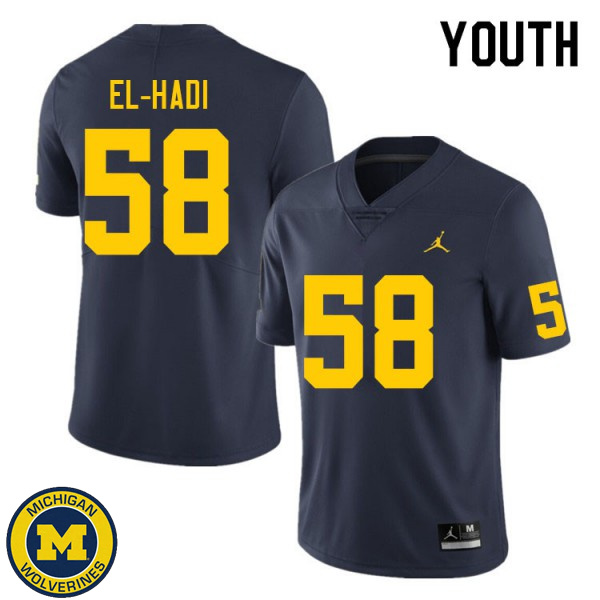 Youth Michigan Wolverines #58 Giovanni El-Hadi Navy Embroidery Jersey